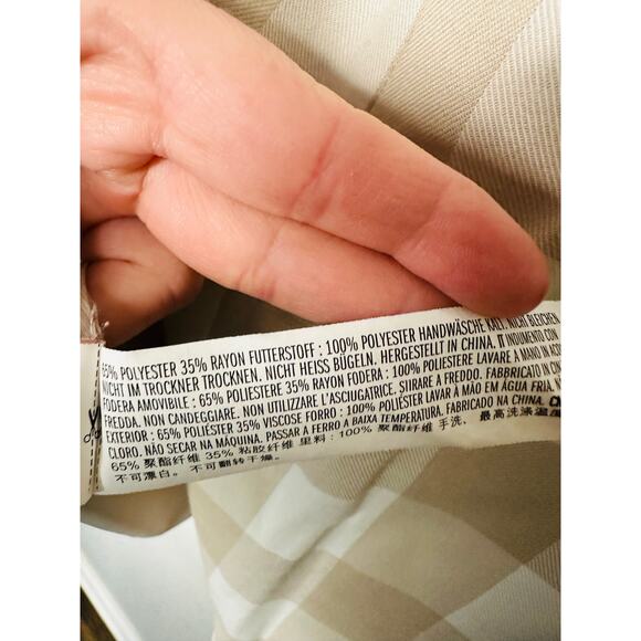 ENGLISH FACTORY Tan Gingham Print Oversized  Front Button Blazer Size Small - Picture 11 of 12